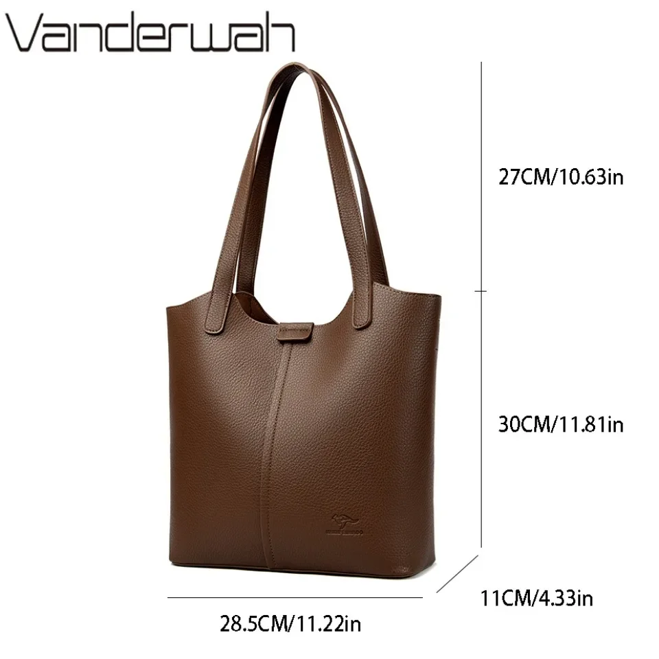 Genuine Brand High End Soft Pu Leather Shoulder Bag For Women Casual Tote Bag Female Purse Simple Design Handbag Commuting Sac