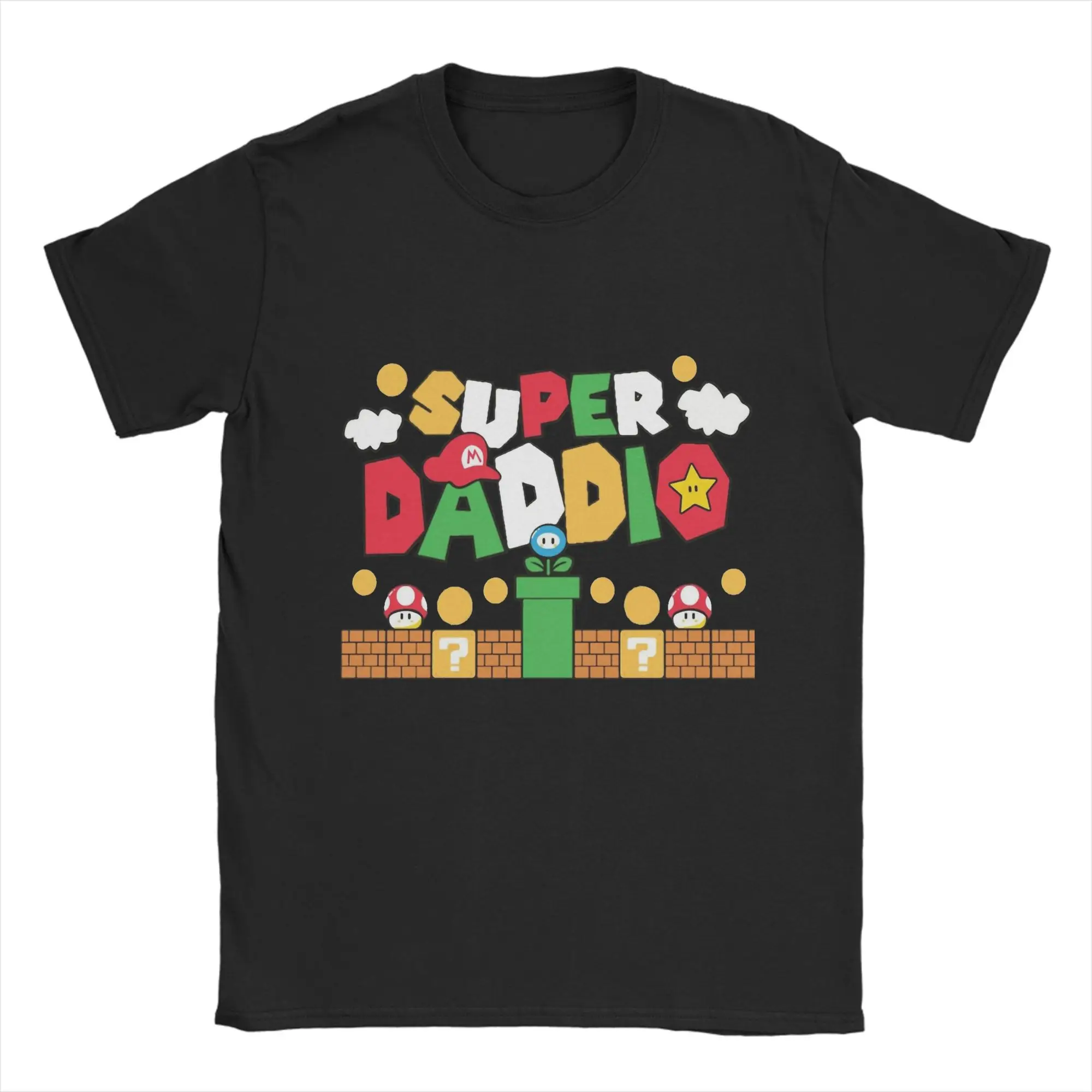 

Vintage Super Daddio Dad Video Gamer T-Shirt Men Crewneck Pure Cotton T Shirts Short Sleeve Tees Gift Idea Clothes
