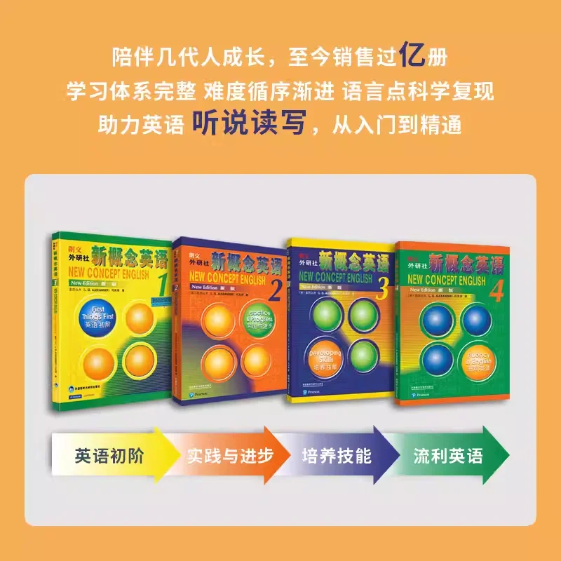 

New Concept English Full Set of 1-4 Textbooks + 1-4 Workbooks Students' Books New Concepts Zero-based Learning English