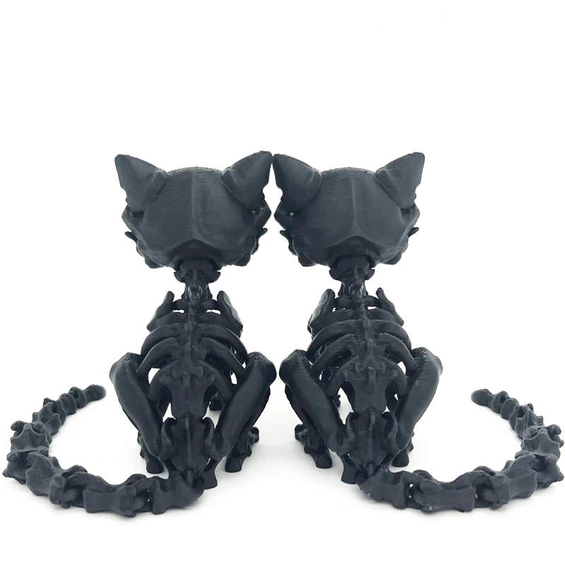 Halloween Decoration 3D Printed Pieces Creative decorations Mini Skeleton Statues Poseable Skeleton cat For Haunted House Party