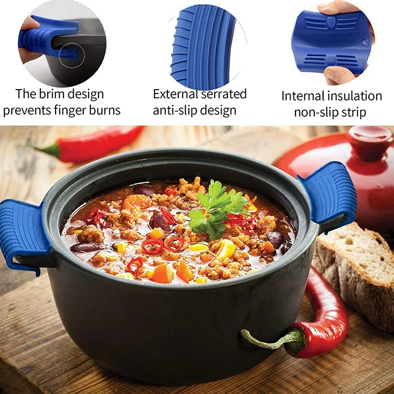 New Silicone Hot Handle Holder For Cast Iron, 3 Pack Pot Handle Sleeve Non Slip Rubber Cover Set For Skillet Frying Pan