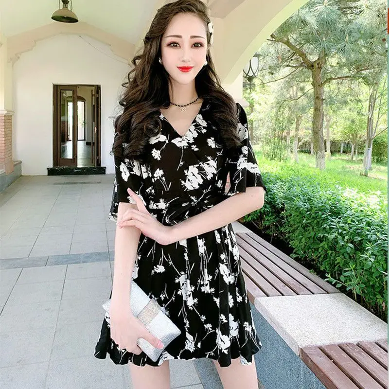 2024 Spring/Summer Korean Fashion Women\'s Skirt Large Chiffon Dress Slimming Top Shorts Two Piece Set