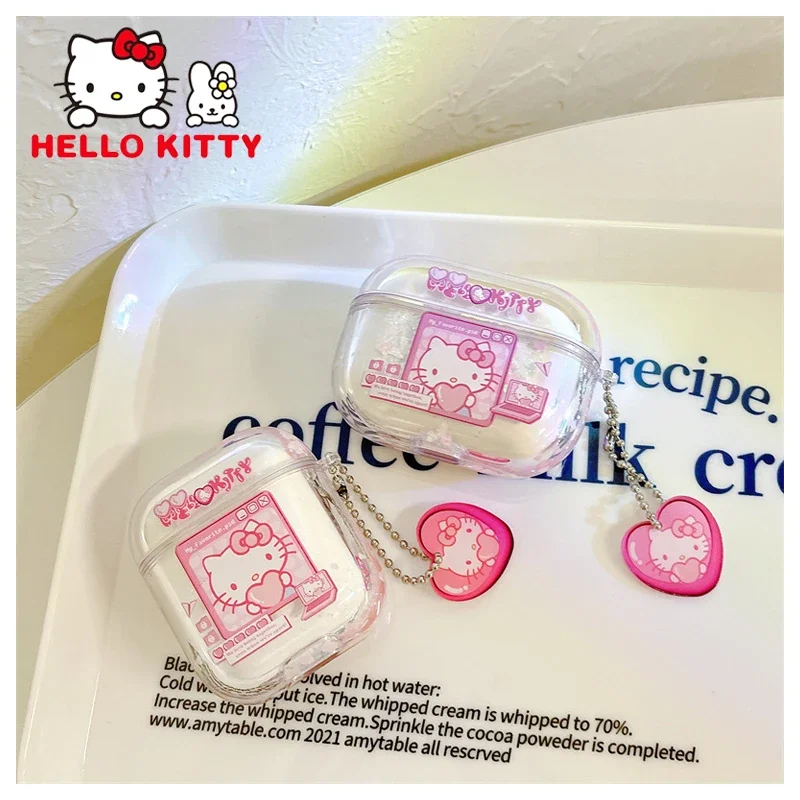 Funda de auriculares Hello Kitty para Airpods 1 2 Generación Pro 3, Fundas protectoras, cubierta de auriculares Bluetooth, silicona gruesa a prueba