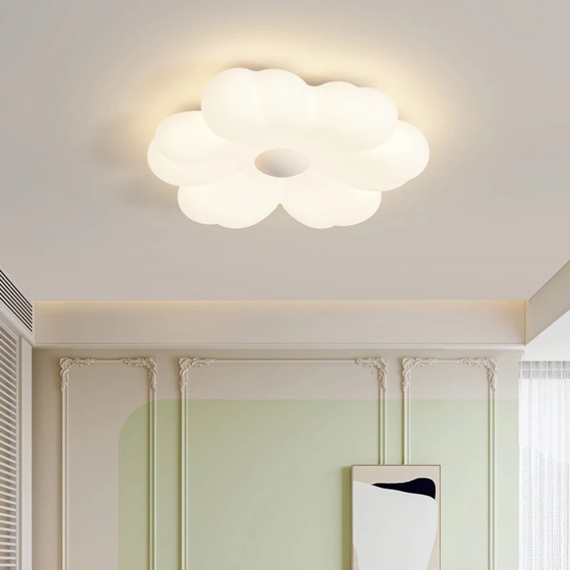 Modern Flower Led Ceiling Lamp Minimalist Design Acrylic for Child Bedroom Study Lounge White Home Decor Dimmable Art Luminaire