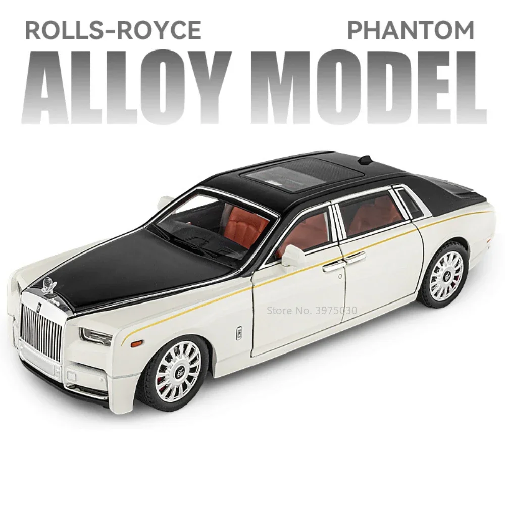 Rolls Royce Phantom Alloy Car Model, Metal Diecasts Veículos, Luz de Som Simulada, Presentes para Crianças, 1:18