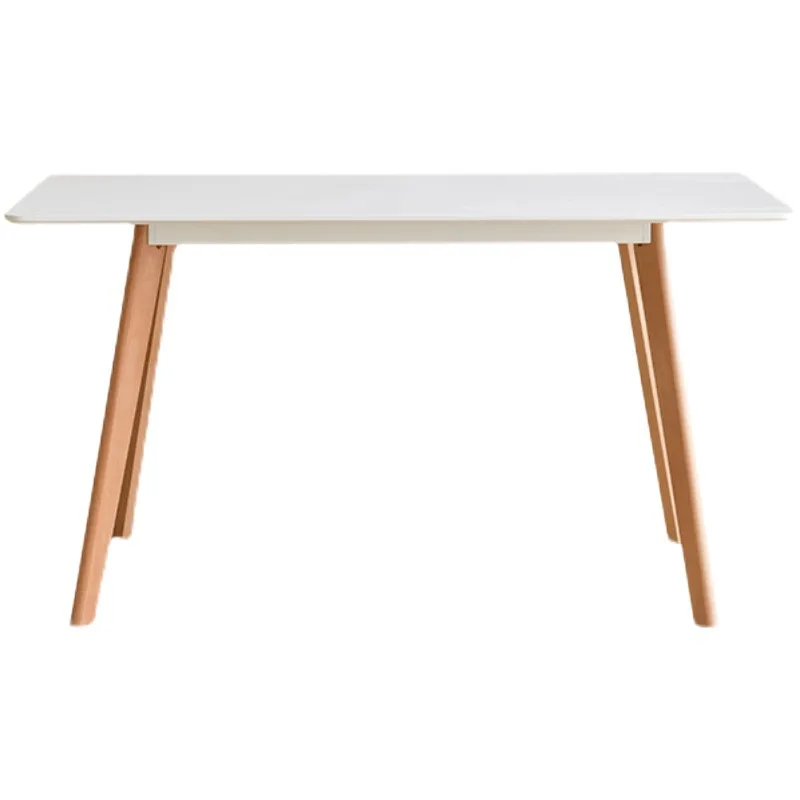 

Nordic simple negotiation table Modern white dining table Small apartment household rectangular dining table Solid wood light