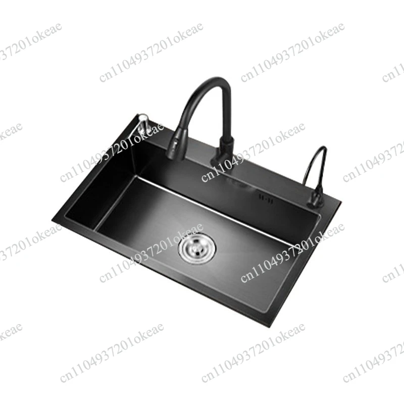 Stainless steel dishwasher single sink kitchen household vegetable basin manual three-hole large single sink