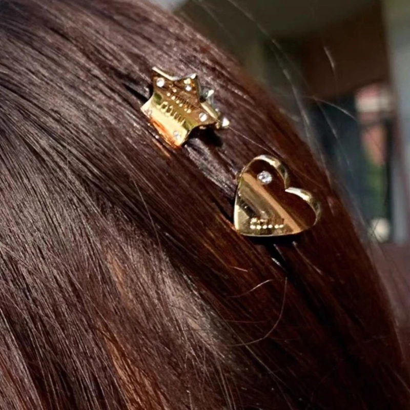 Jepit Rambut Mini Jepit Rambut Bentuk Hati Bintang Persegi Halus untuk Dropship Rambut Samping Remaja