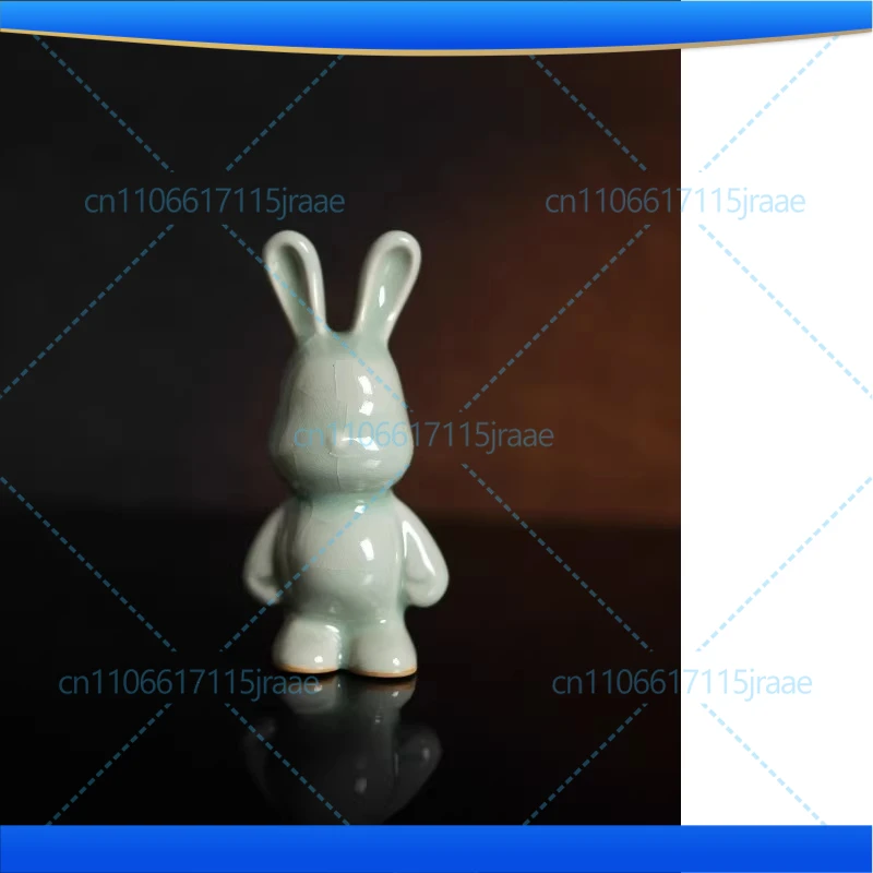 Azure kiln change! Cute cute pet bunny! Jun porcelain ornament