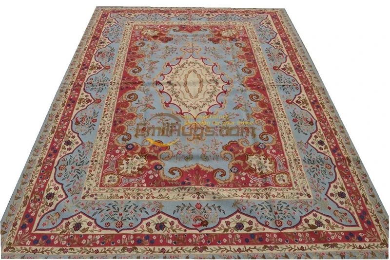 Antique Print French Aubusson Design Wallhanging Carpet Embroidered Livingroom Carpet Rectangle Carpet Aubusson Carpet