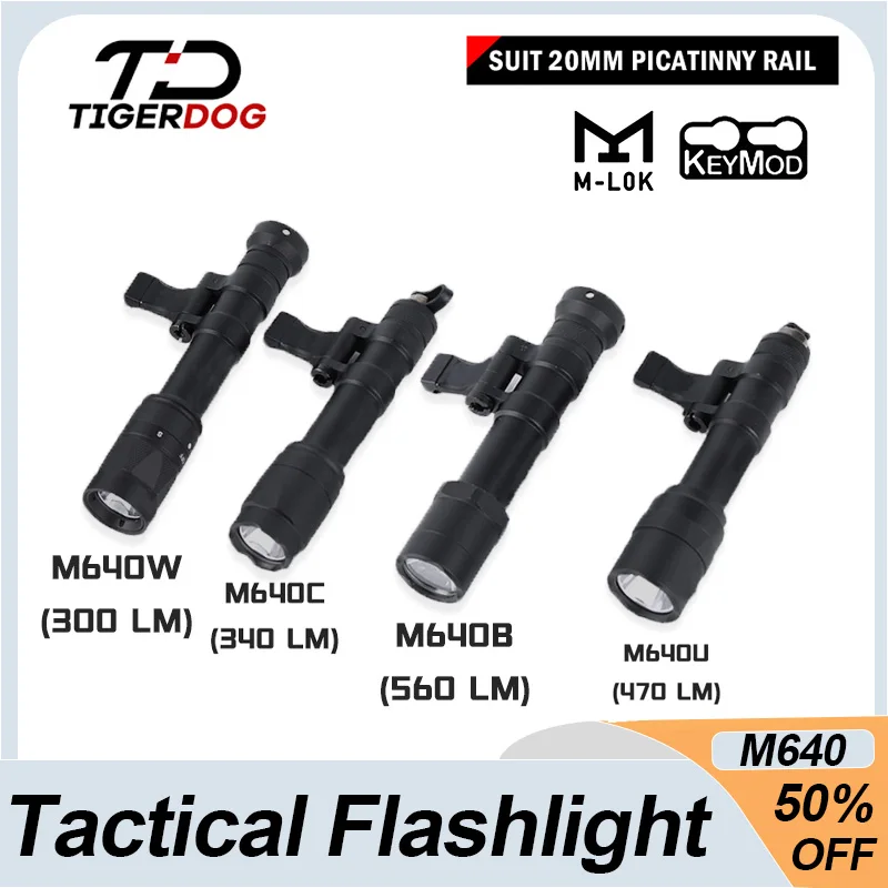 WADSN M640C 640W M640B M640U Tactical Flashlight Airsoft Scout Light Weapon LED Light Hunting Outdoor Fit M-LOK Keymod 20mm Rail