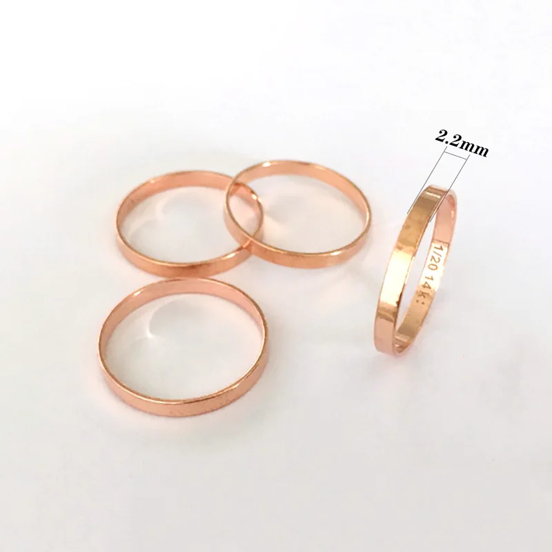 14K Rose Gold Filled 2.25mm Flat Ring US Ring Size 2/3/4/5/6/7/8/9 Wholesale Jewelry Findings 1/20 14kt RGF