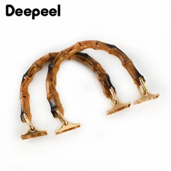 1/2Pcs Deepeel 12.5cm Natural Bamboo Elastic Bag Handle Metal Buckles Purse Frame Kiss Clasp DIY Bags Hanger Sewing Accessories