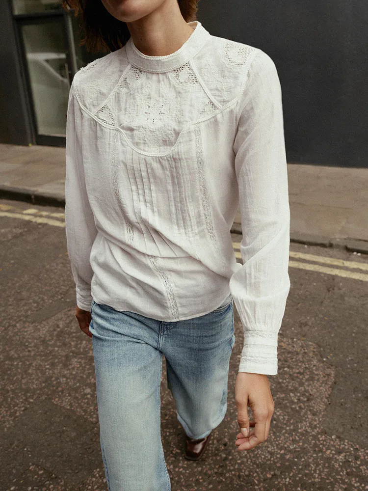 

Loose Long Sve Floral Embroidery irt New Arrival Women's Faion Autumn Collection 2025 Ele Casual Sle