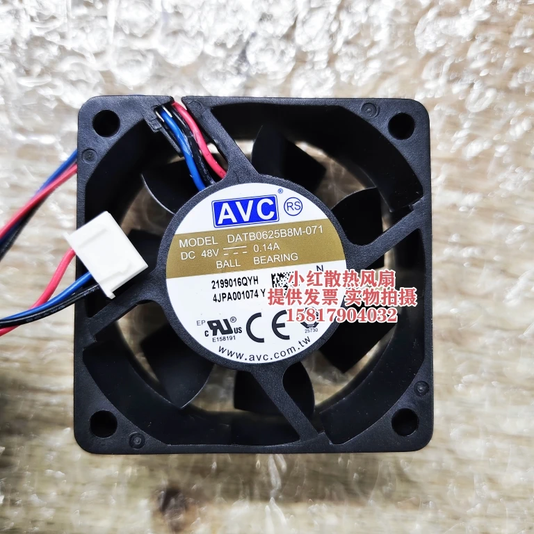 AVC DATB0625B8M-071 DC 48V 0.14A 60x60x25mm 3-Wire Cooling Fan