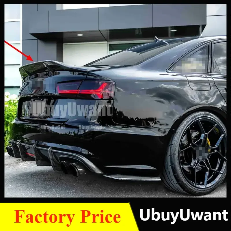 Für Audi A6 C7 R-Stil Spoiler Kohlefaser/GLÄNZEND SCHWARZ Heckspoiler Kofferraumflügel 2012 2013 2014 2015 2016