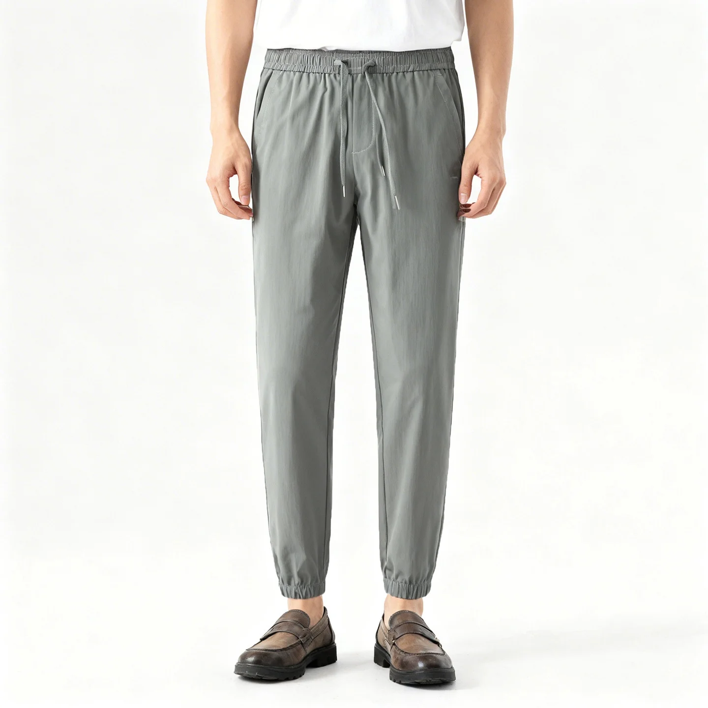 

Быстросохнущие мужские спортивные брюки из ледяного шелка: летние, охлаждающие, высокоэластичные, повседневные, укороченные, свободного кроя, прямые джинсы