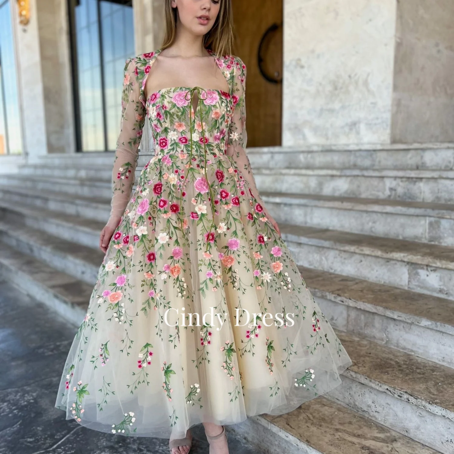 

Cindy Handmade Embroidery Champagne A-thread Formal Dress Women Evening Party Elegant Luxury Celebrity Gown Prom Woman 2023 Gala