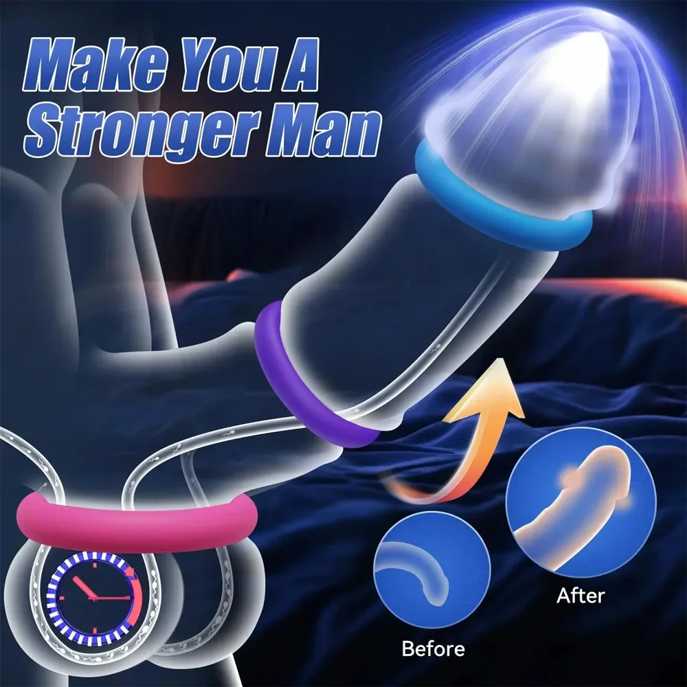 6 Pcs Cock Ring for Men Delay Ejaculation Silicone Penis Ring Set Adult Product Male Rings Lasting Erection Sex Toys for Couple