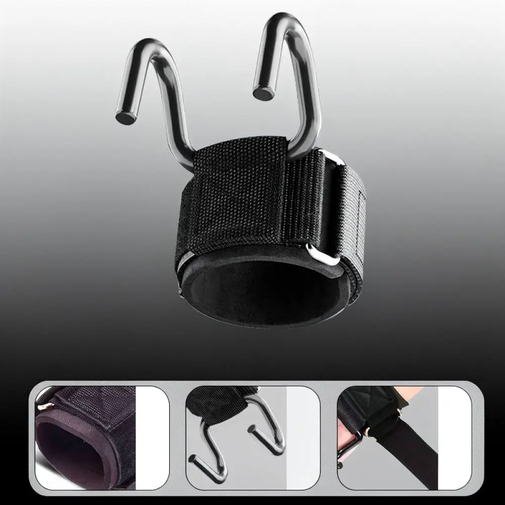 Heavy Duty Weight Lifting Hooks Wrist Wrap Support Gym Fitness Grip Strength Trainer Pull Up Bar Deadlift Protector
