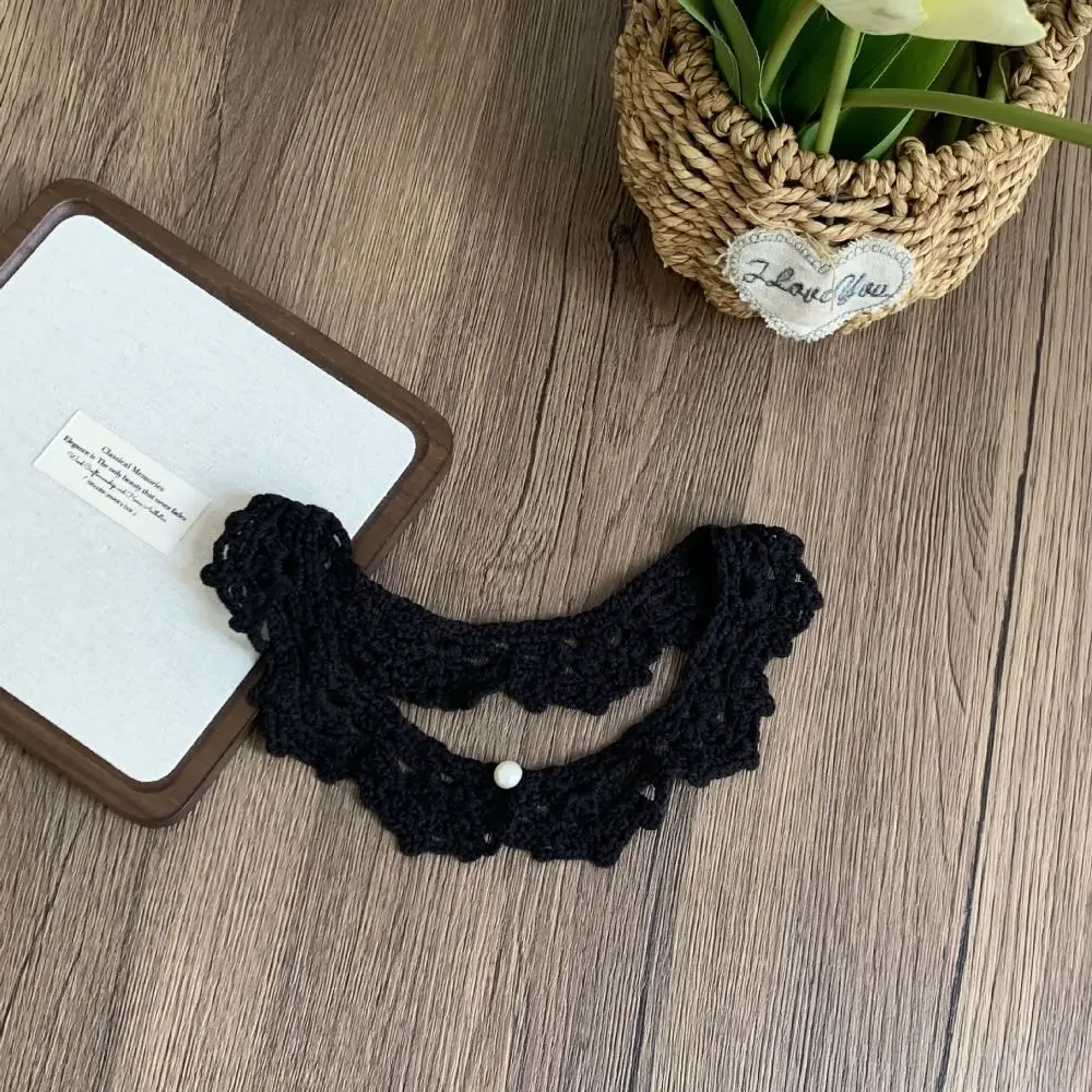 Sweet Hollow Out Crochet Shawl Detachable Clothes Decoration Knitted Scarves Round Neck Scarf Accessories