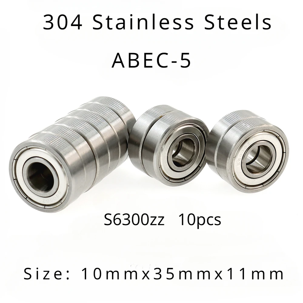 

Veekaft High Performance 304 Stainless Steel ABEC-5 Miniature Deep Groove Ball Bearings - S6300zz Size:10mmx35mmx11mm of 10pcs