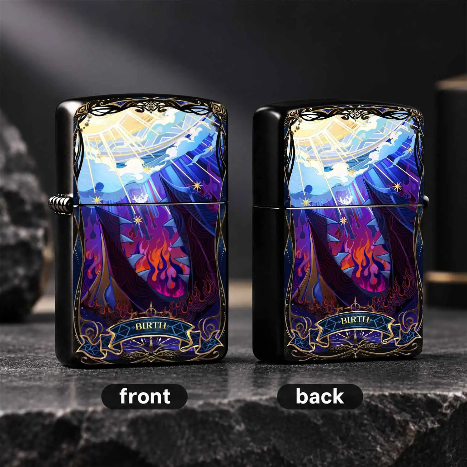 Vintage Tarot Style Birth Themed Lighter Stunning Art Print Pocket Lighter Durable Exquisite Collectible For Daily Use Camping Starter Unique Creative Gift For Tarot Lovers Friends Family Art Enthusiasts A Fun and Humorous Lighter