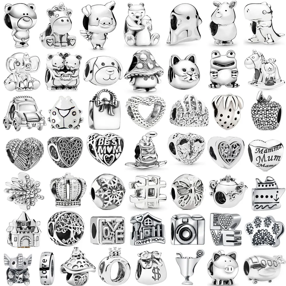 

Hot Alloy Retro Heart Animal Castle Pendant Suitable for Original Pandora Charm Bracelet Accessories Women DIY Jewelry Making