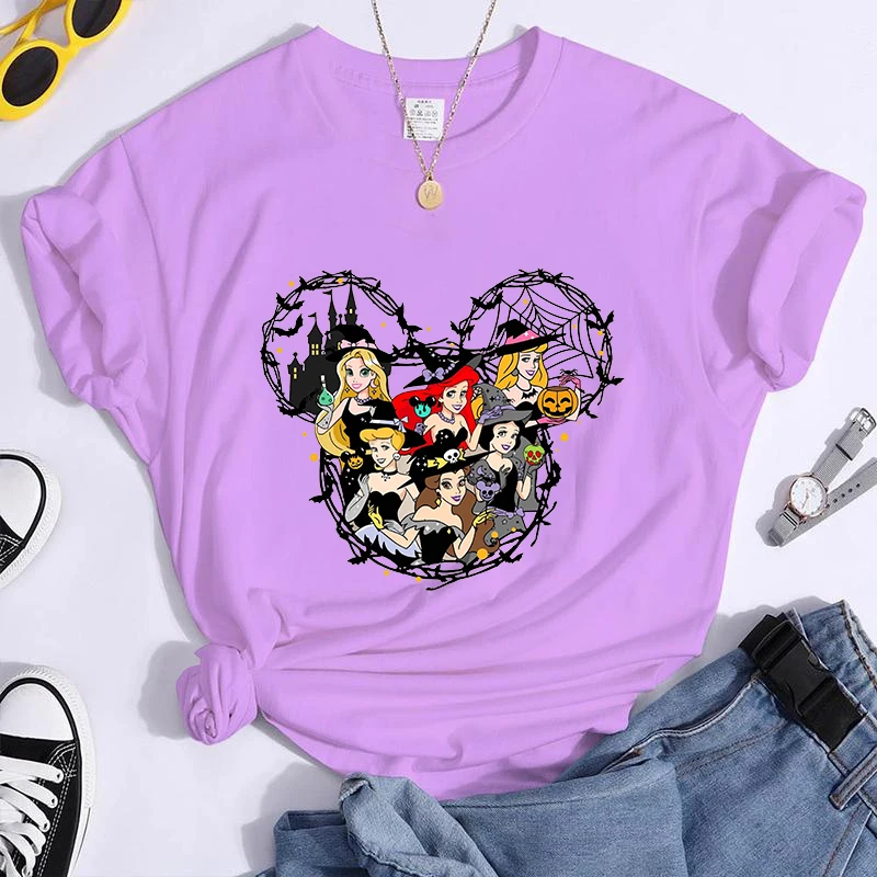 

Women's New Disney Princess Halloween T-Shirt Cute Ghost Girl Shirt Casual Anime Shirt Top