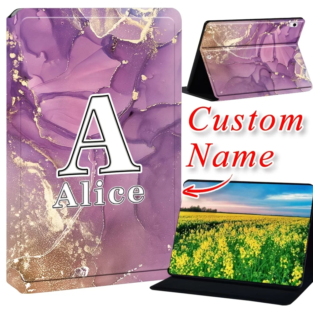 Custom Name Case for iPad 2022 10th Gen 10.9-inch, Stand PU Leather Tablet Cover Case Shockproof with Lightweight Materials