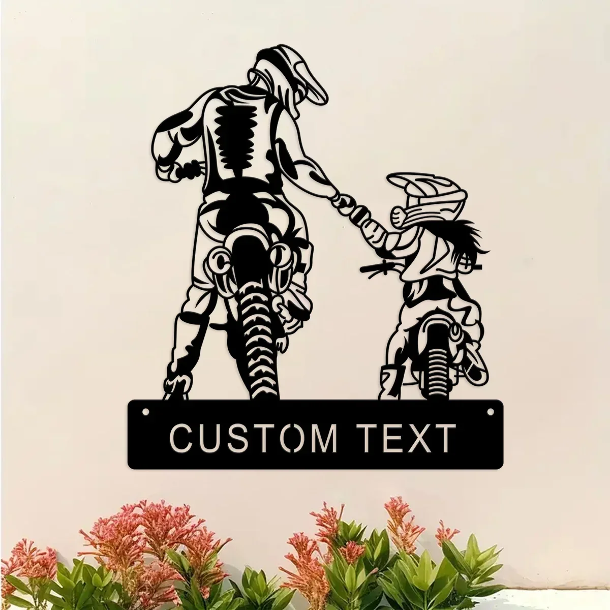 Custom Father Daughter Custom Motocross Gift, Dirt Bike Gift for Dad, Man cave Garage Art Dirtbike Wall Sign, Husband MX Gift