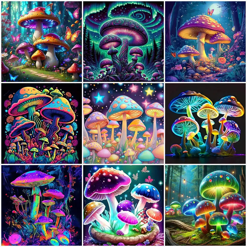 EverShine DIY Diamond Painting Mushroom Full Drill Embroidery Cartoon Mosaic Landscape Picture Of Rhinestones Handmade Gift