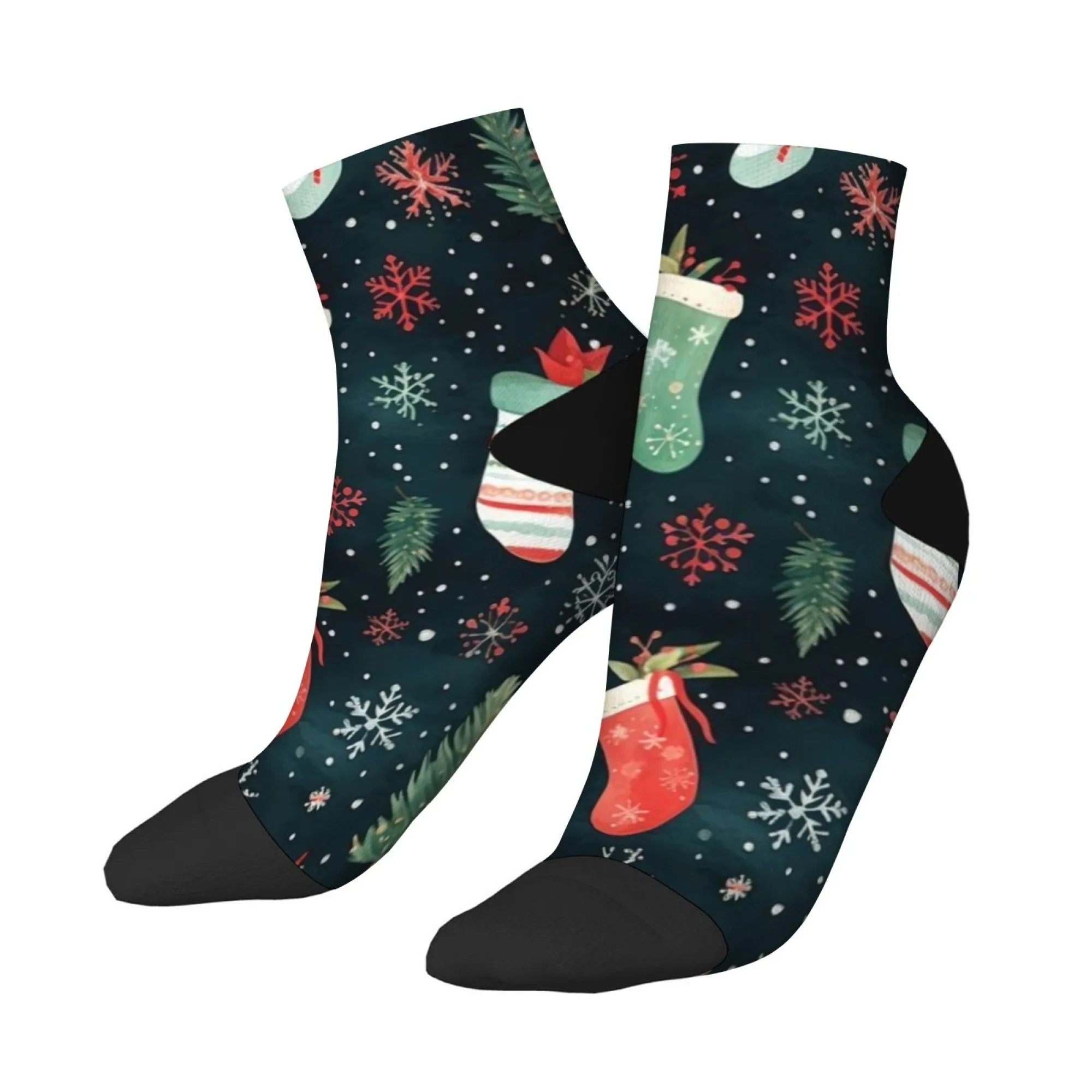 Christmas glove style Short Socks Polyester Blend Comfortable Casual Socks for Women Men Unisex Soft Breathable Lightweight
