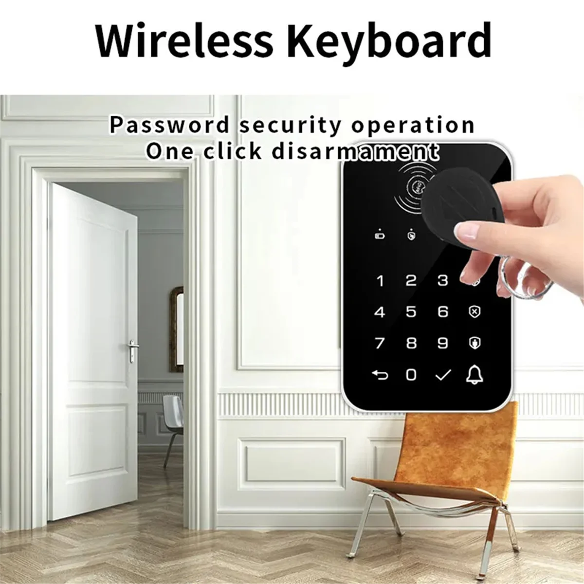 

TR-gWireless 433Mhz Touch Keyboard Lock 3Pcs RFID Card Arm or Disarm Ev1527 Encoding for Tuya Smart