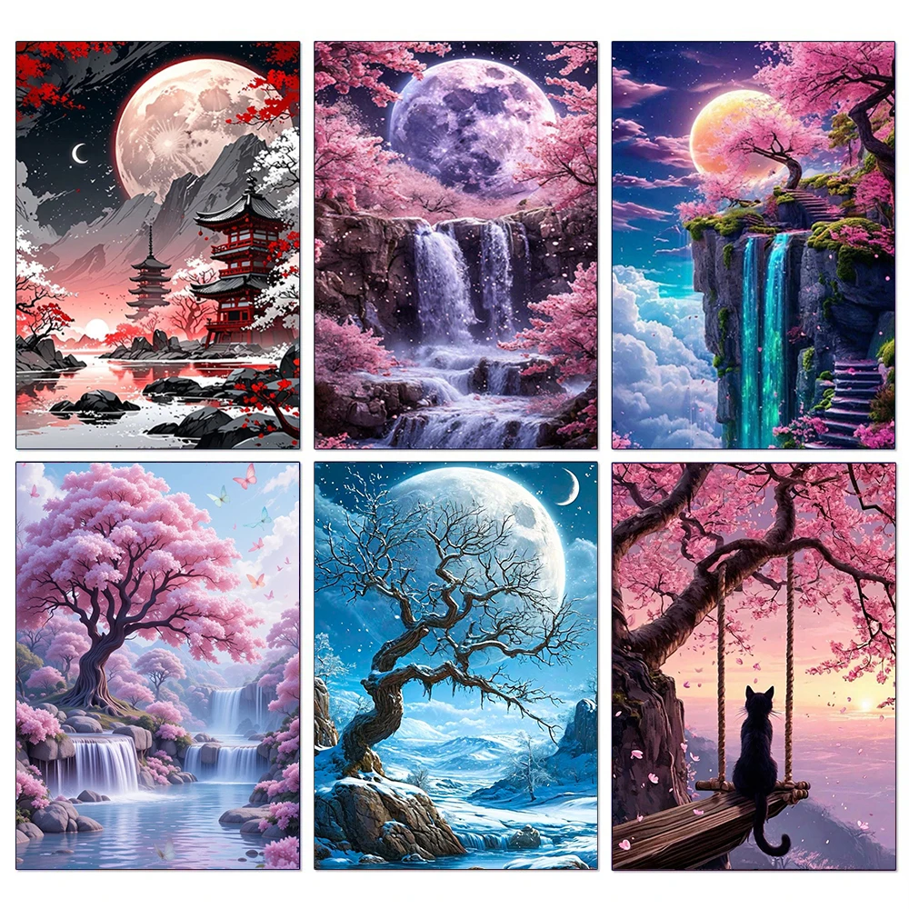 DIY Fantasy Moon Tree Diamond Painting Landscape Full Drill Rhinestones Mosaic Embroidery Handmade Home Decor Gift New Arrivals