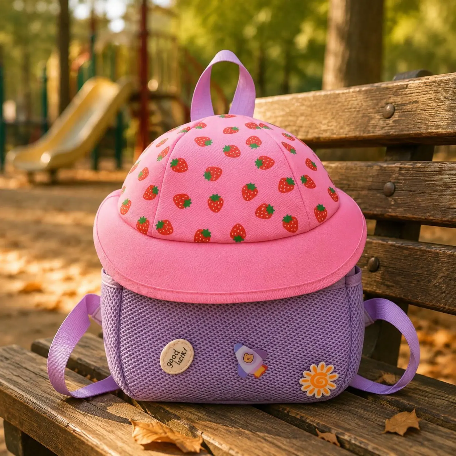 Kids School Backpack Decorative Patches Mesh Front Backpack Children'school Bag Structured Build Bookbag Top Handle