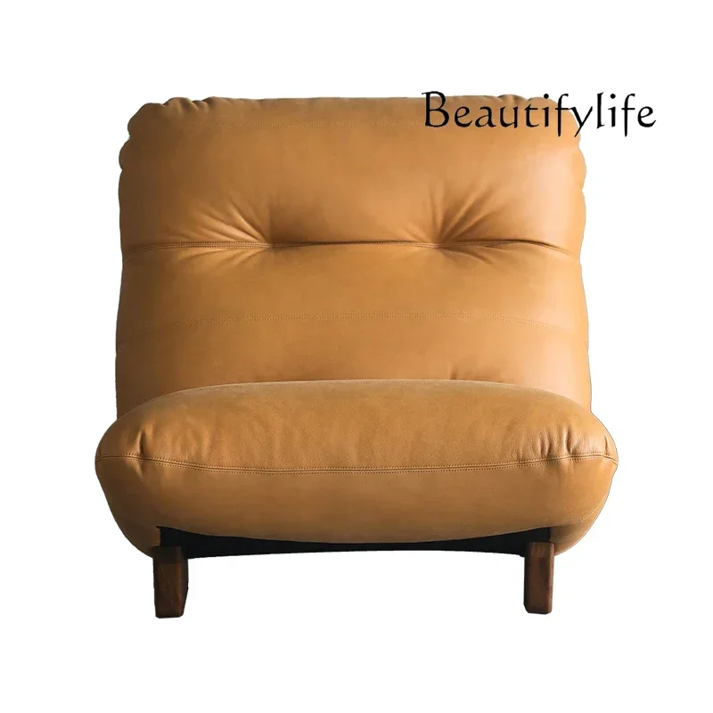

Medieval style household single sofa living room bedroom lazy sofa Nordic Italian leather sofa home decor