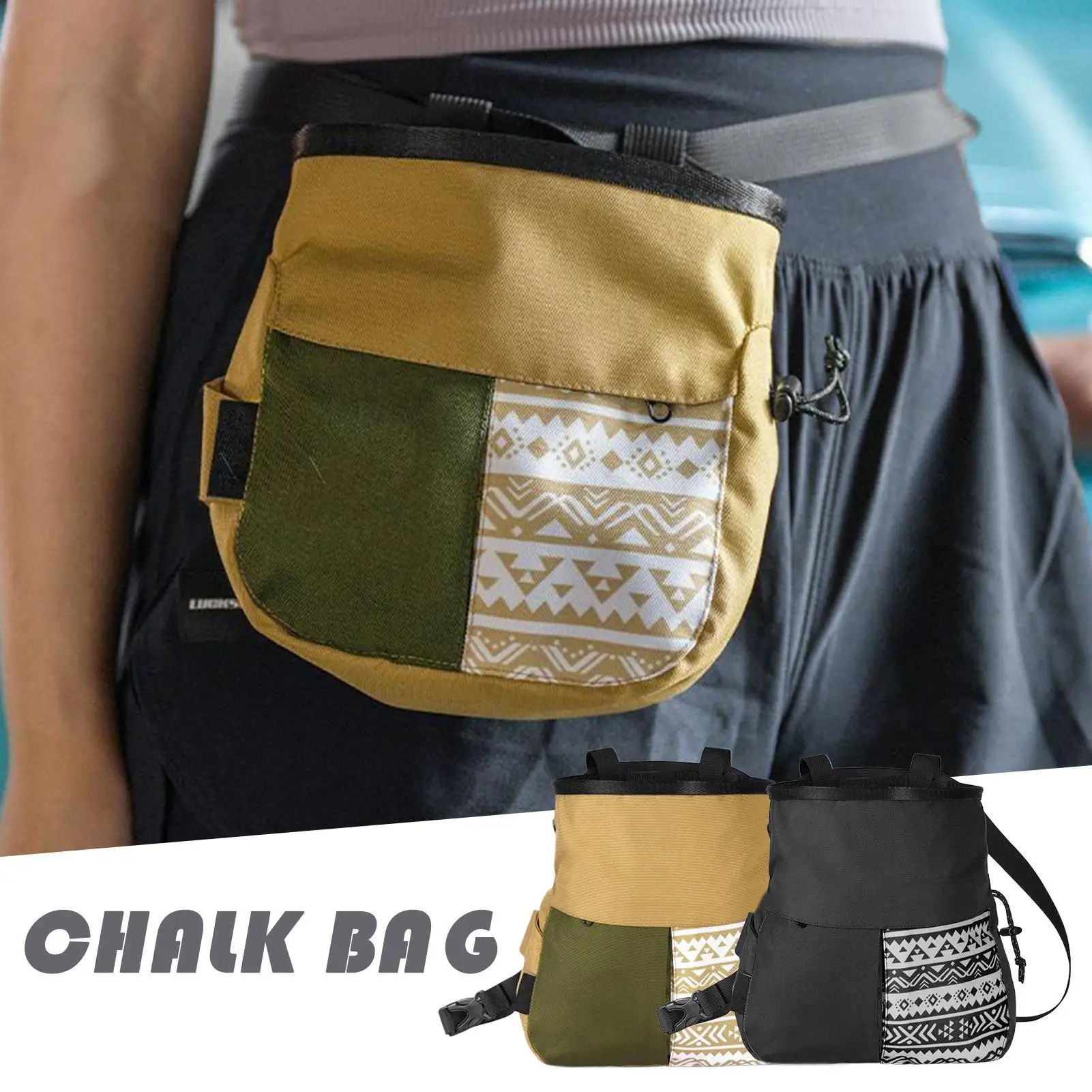 

Premium Rock Climbing Chalk Bag with Belt, Large Opening Bouldering Chalk Pouch for Gym Workout Lifting Tennis Gymnastics Sports