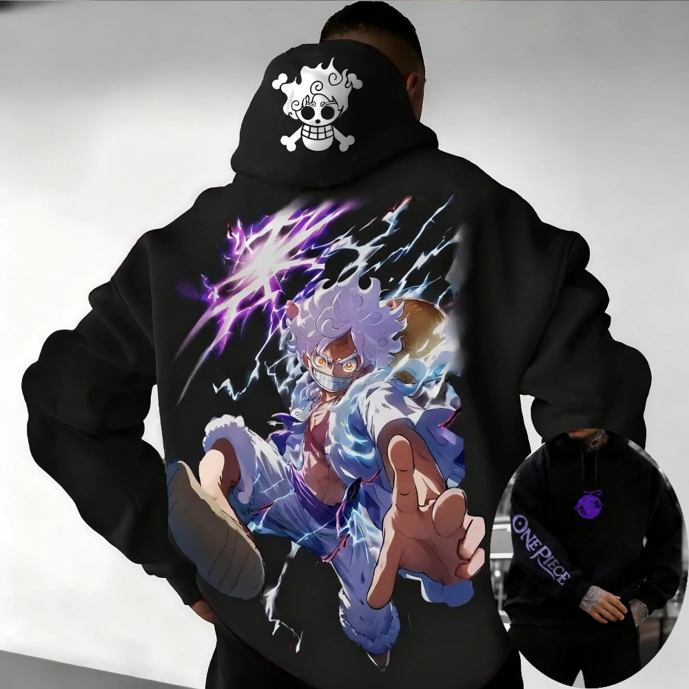 One Piece Men's Hoodie Sweatshirt Monkey D. Luffy Anime Spring Autumn and Winter Boys Niche Long-sleeved Parent-child Outfit