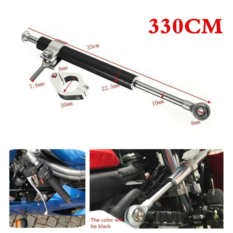 330MM Universal Aluminum Motorcycle Steering Damper Stabilizer 6Way Adjust Stabilizer Linear Safety Control