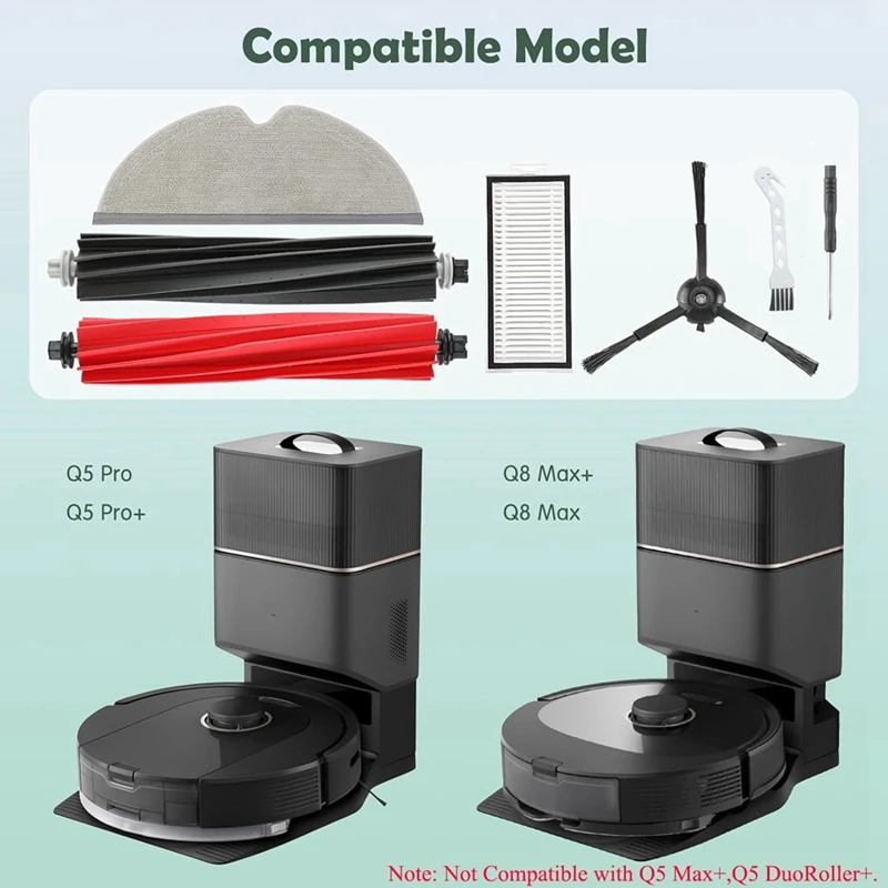 For Roborock Q5 Pro / Q5 Pro+ / Q8 Max / Q8 Max+ Robot Vacuum Cleaner Main Side Brush Hepa Filter Mop Cloth Dust Bags