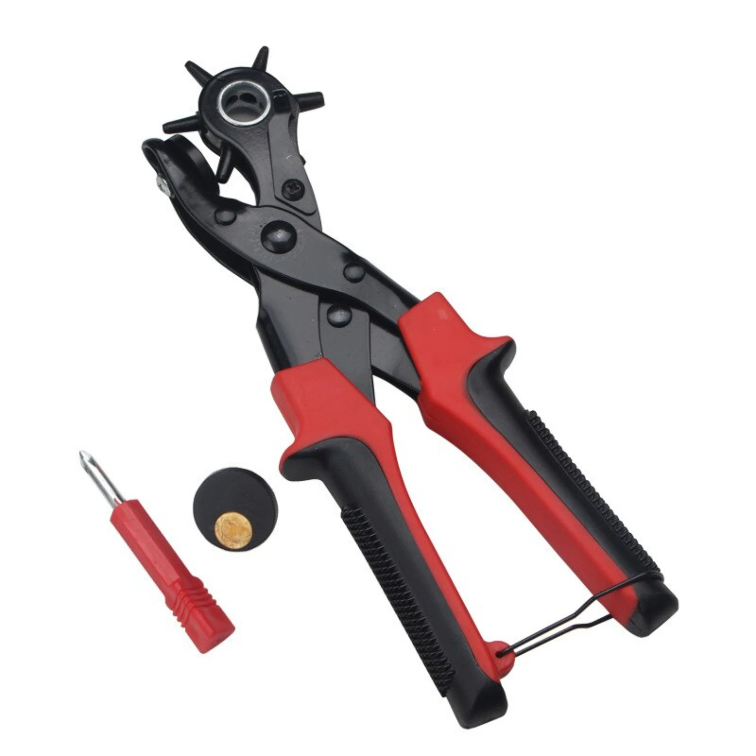 6 Round Holes Belt Puncher for Leather, Paper, Plastic - Precision-sized Holes Punch Pliers