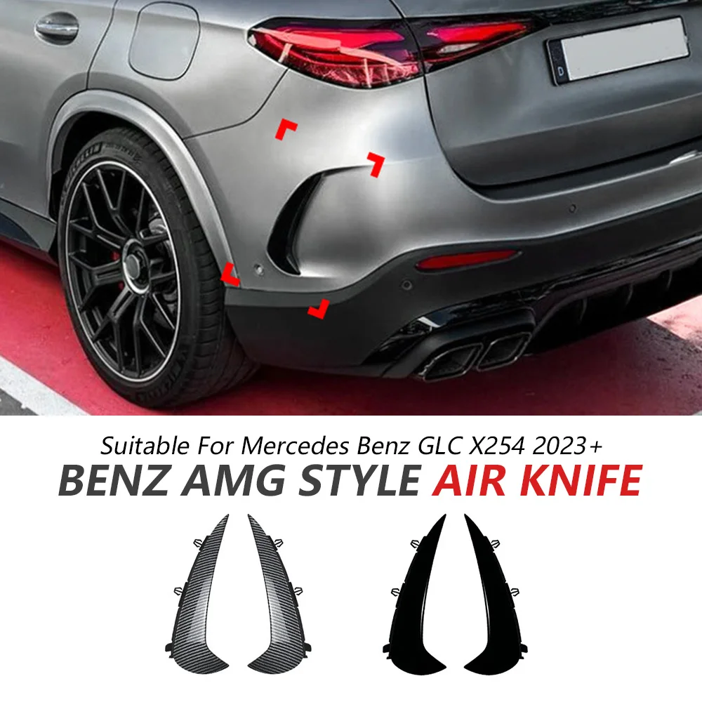 

Rear Bumper Wind Blade Trim For Mercedes Benz GLC X254 2023+ Glossy Black Sport Bumper Side Spoiler Trim Auto Accessories
