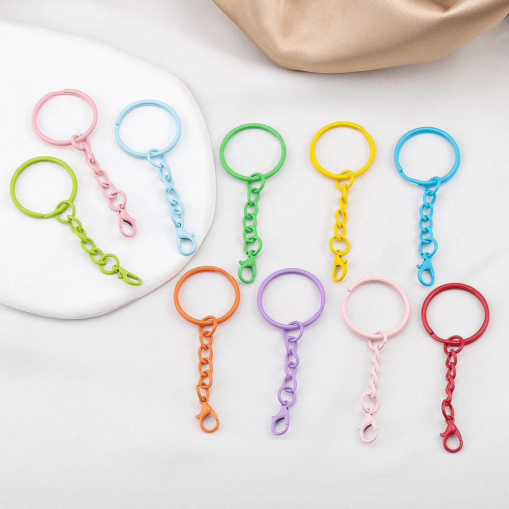 10 Stück bunte Schlüsselanhänger aus Legierung mit Karabinerverschlüssen für DIY-Schlüsselanhänger, Taschenanhänger, Schmuckherstellung, Zubehör – Detail 2