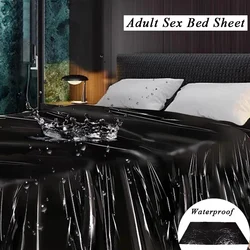 New Couple Game Waterproof Bed Sexy Sheet Waterproof PU Bed Sheet Oil Resistant SPA Mattress Black PVC Thick Bed Plastic Leather