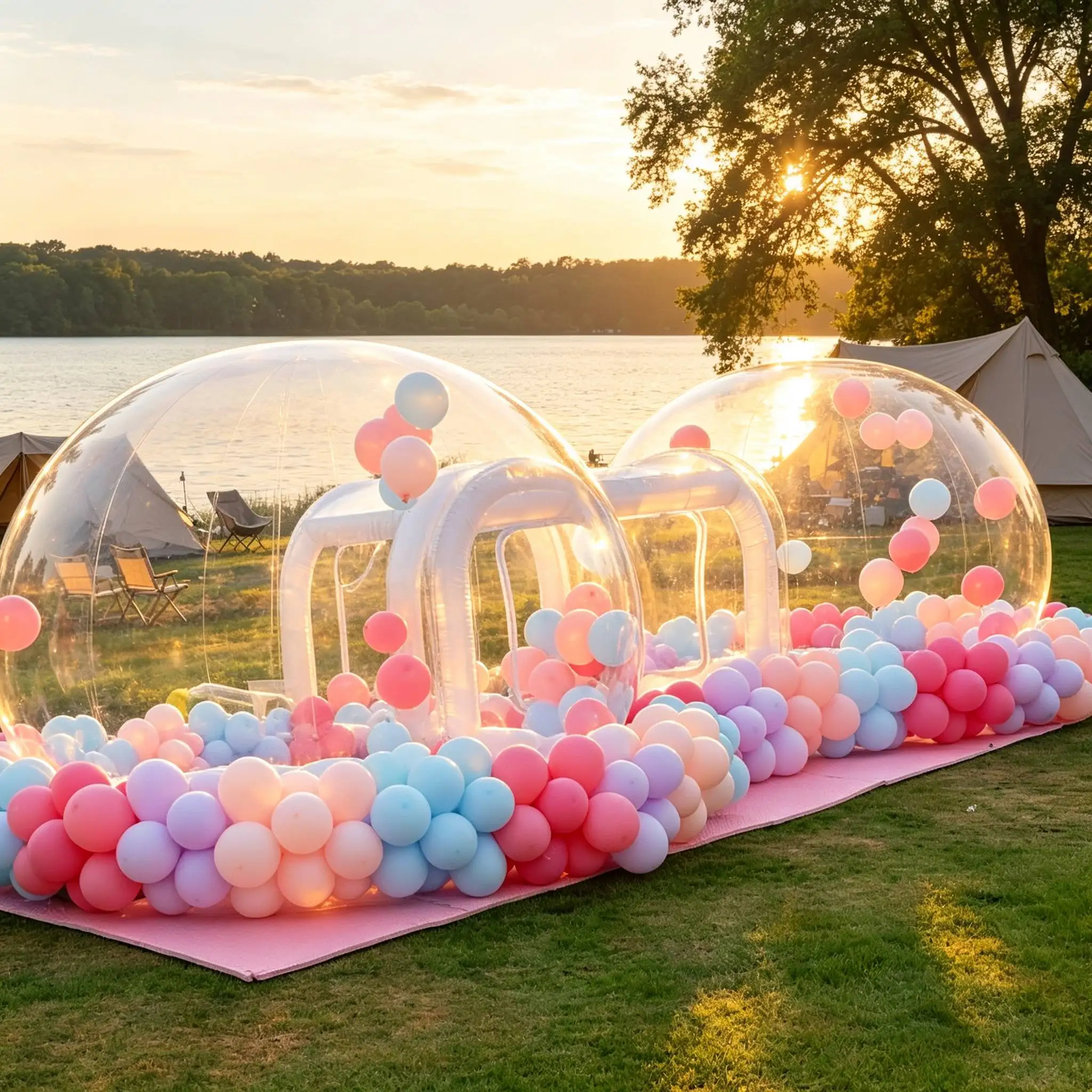 Decoration Exhibition Inflatable Bubble House, Double-Ball Connected, PVC Indoor and outdoor children's ball pit play tent