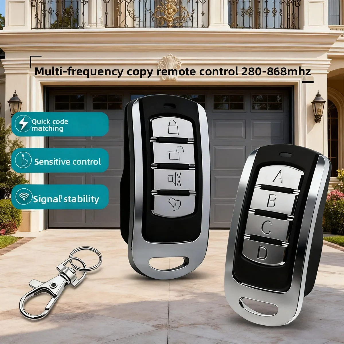 รีโมทคอนโทรลไร้สายคุณภาพสูง 433MHz สำหรับประตูม้วน ประตูรั้วแบบยืดหดได้ ใช้งานง่าย คัดลอกสัญญาณได้