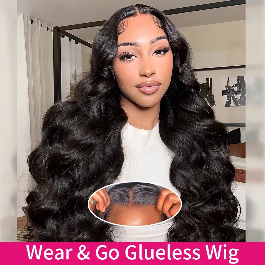 Wear and Go Glueless Transparent 5x5 Lace Closure Wigs Human Hair 180% Brazilian 6x4 Body Wave Pre Cut Lace Front Wigs for Women