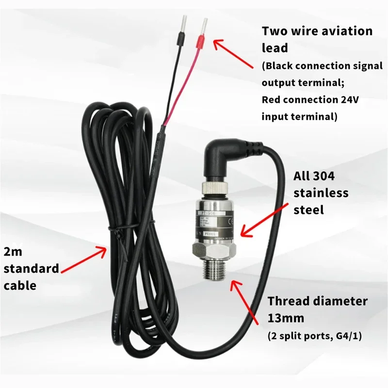 Pressure Transmitter Pressure Transducer IP68 Water Gas Hydraulic Pressure Sensor with 2m Cable for Water Pump Air Conditioning