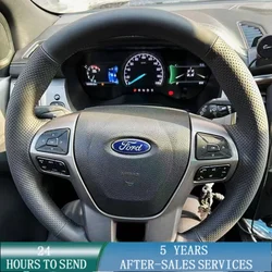 Customized Car Steering Wheel Braid Cover Hand Sewing Microfiber Leather For Ford Ranger 2016 2017-2019 Everest 2016-2019